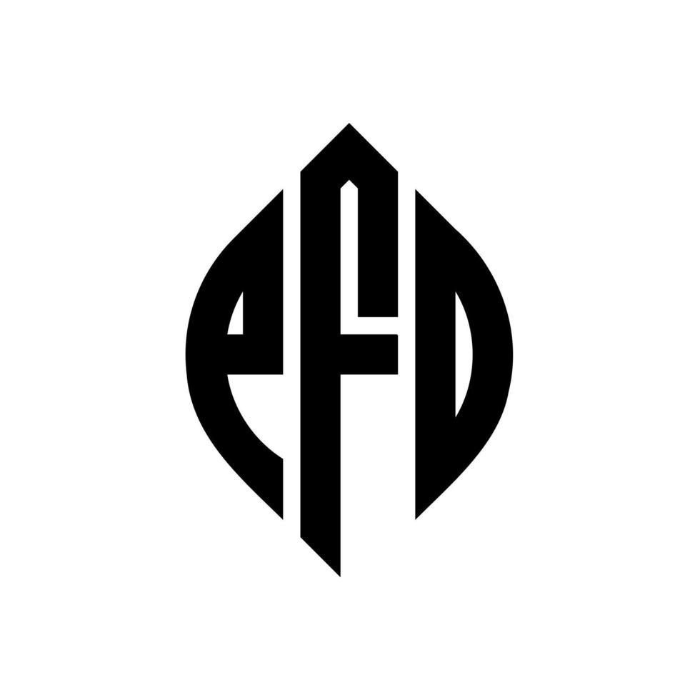 pfd cirkelbokstavslogotypdesign med cirkel- och ellipsform. pfd ellipsbokstäver med typografisk stil. de tre initialerna bildar en cirkellogotyp. pfd cirkel emblem abstrakt monogram bokstav märke vektor. vektor