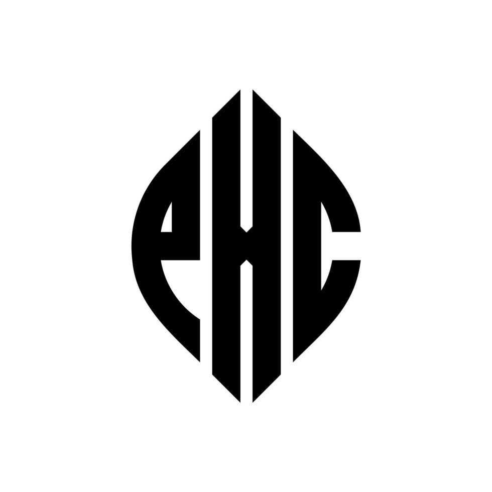 pxc-Kreisbuchstaben-Logo-Design mit Kreis- und Ellipsenform. pxc Ellipsenbuchstaben mit typografischem Stil. Die drei Initialen bilden ein Kreislogo. pxc Kreisemblem abstrakter Monogramm-Buchstabenmarkierungsvektor. vektor