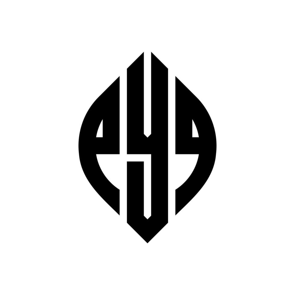 pyq-Kreis-Buchstaben-Logo-Design mit Kreis- und Ellipsenform. pyq Ellipsenbuchstaben mit typografischem Stil. Die drei Initialen bilden ein Kreislogo. Pyq-Kreis-Emblem abstrakter Monogramm-Buchstaben-Markierungsvektor. vektor
