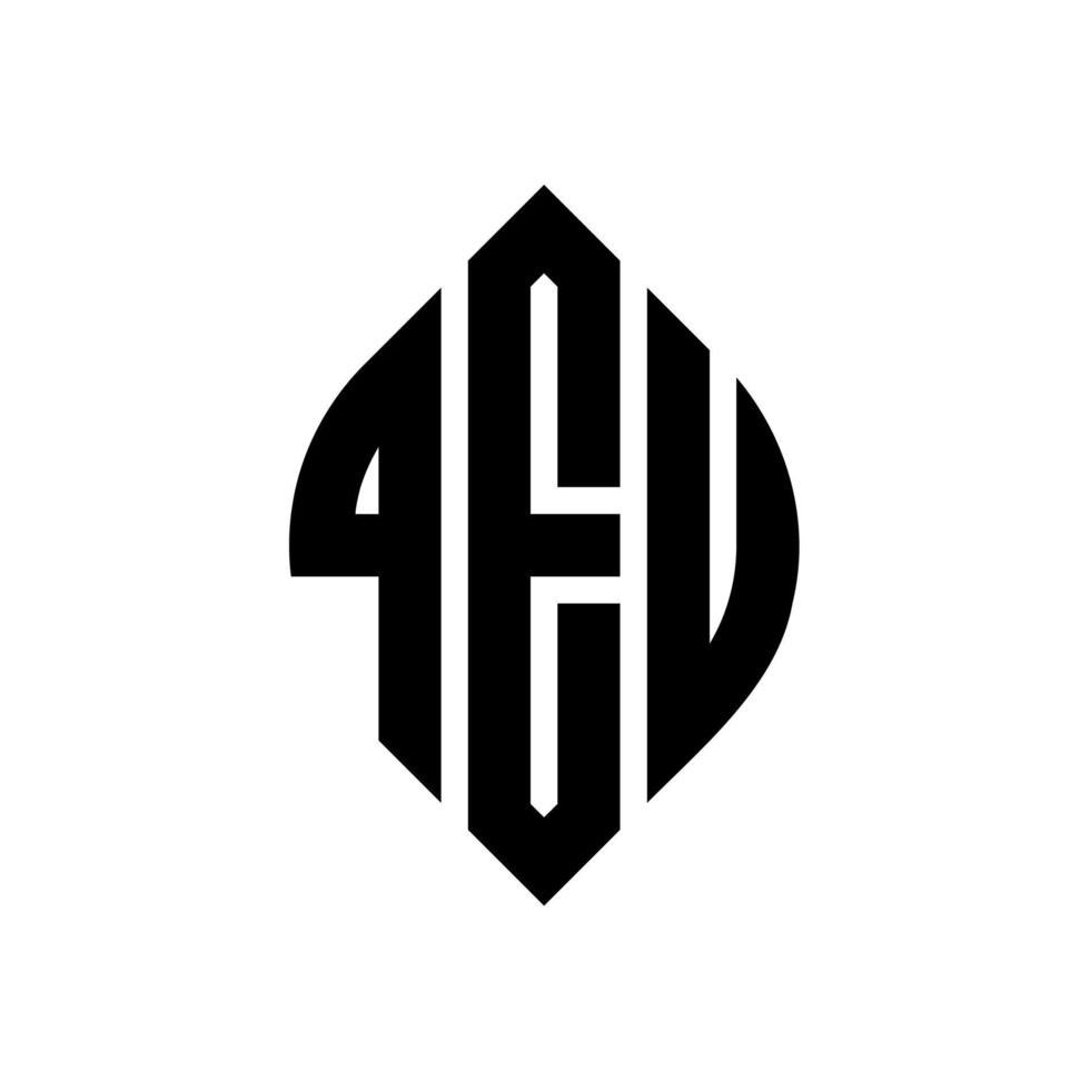 Qeu-Kreis-Buchstaben-Logo-Design mit Kreis- und Ellipsenform. qeu Ellipsenbuchstaben mit typografischem Stil. Die drei Initialen bilden ein Kreislogo. qeu-Kreis-Emblem abstrakter Monogramm-Buchstaben-Markierungsvektor. vektor