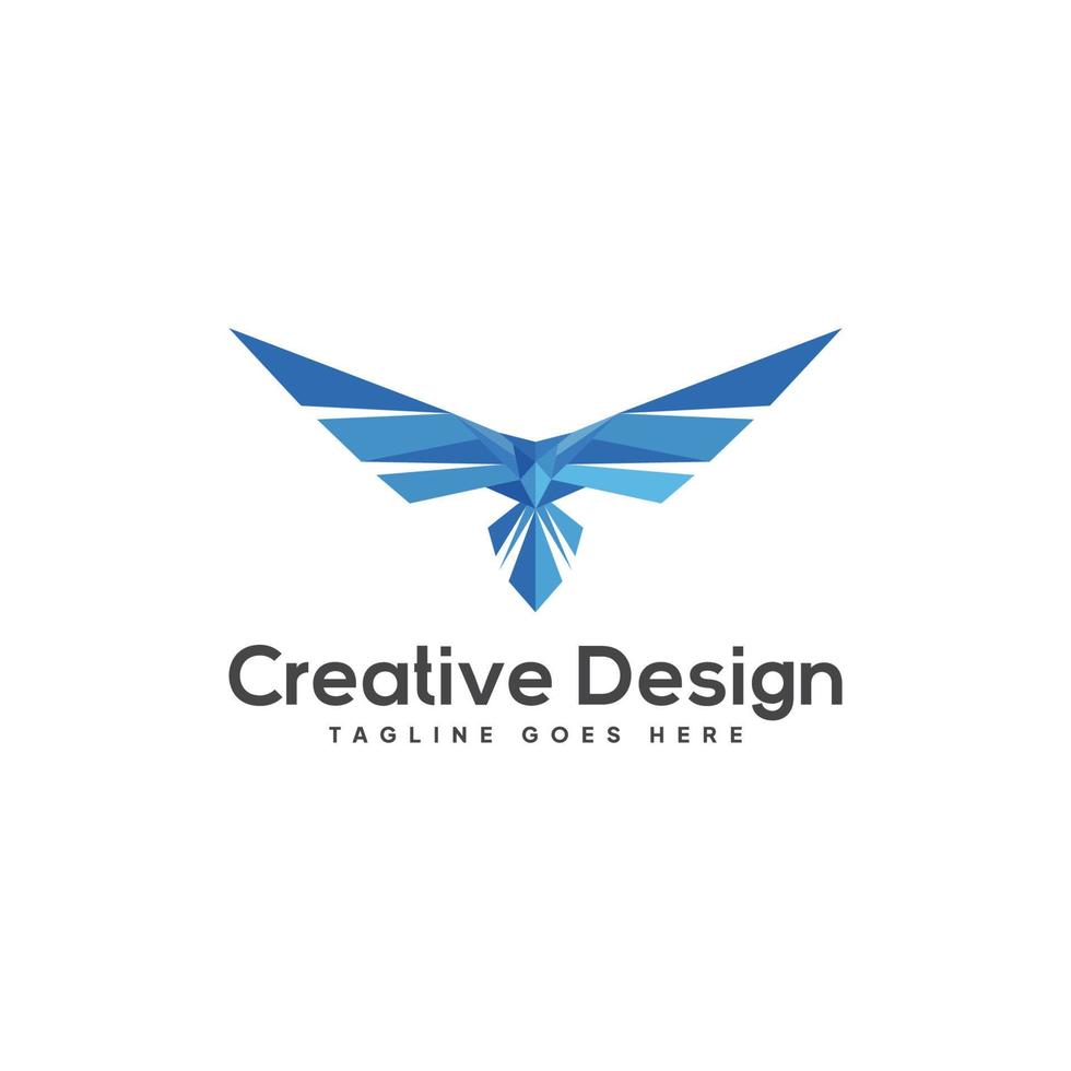 blå vektor fågel logotyp design vikning konst stil