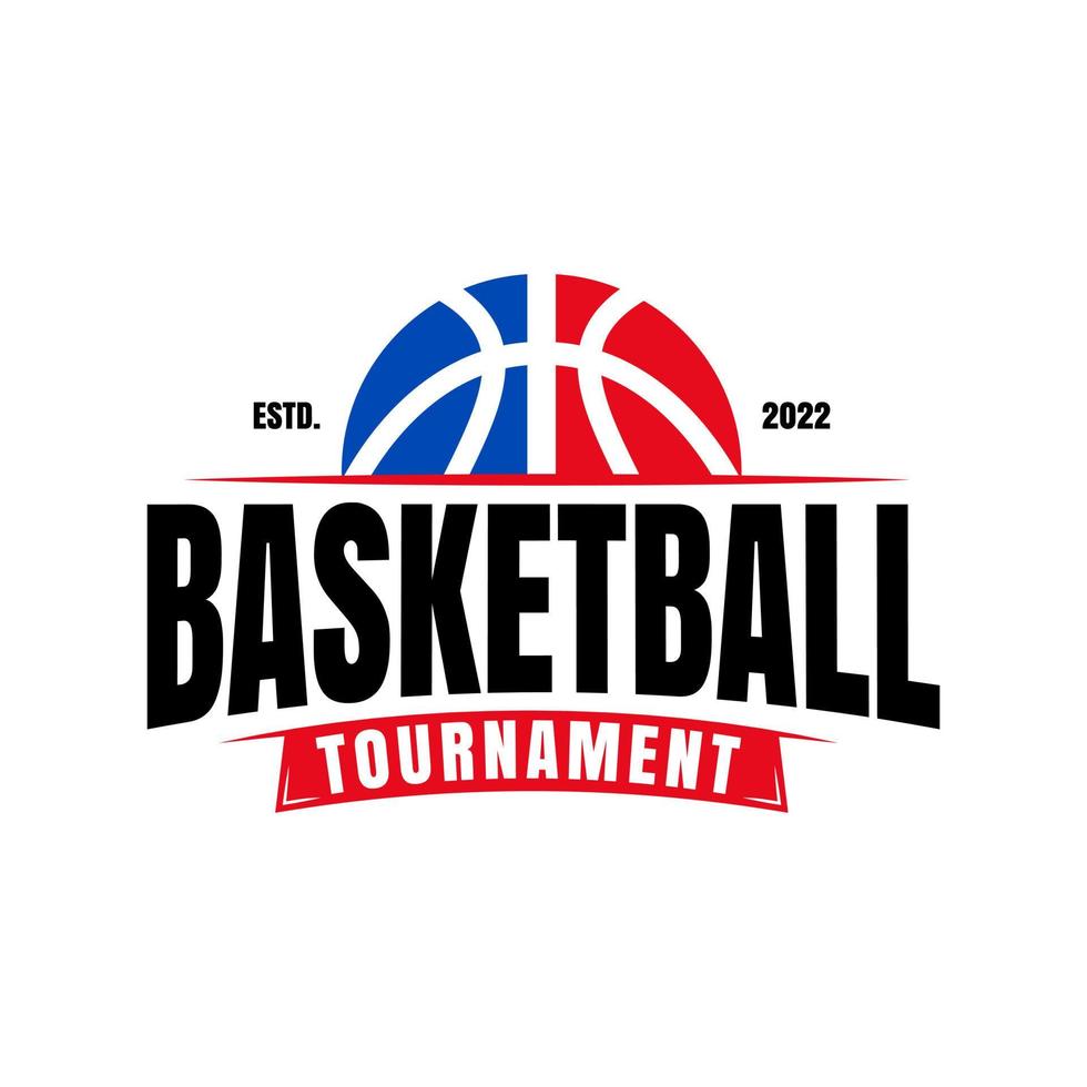 amerikanisches Sport-Basketball-Club-Logo, Basketball-Club. Turnier-Basketball-Club-Emblem, Design-Vorlage auf weißem Hintergrund vektor