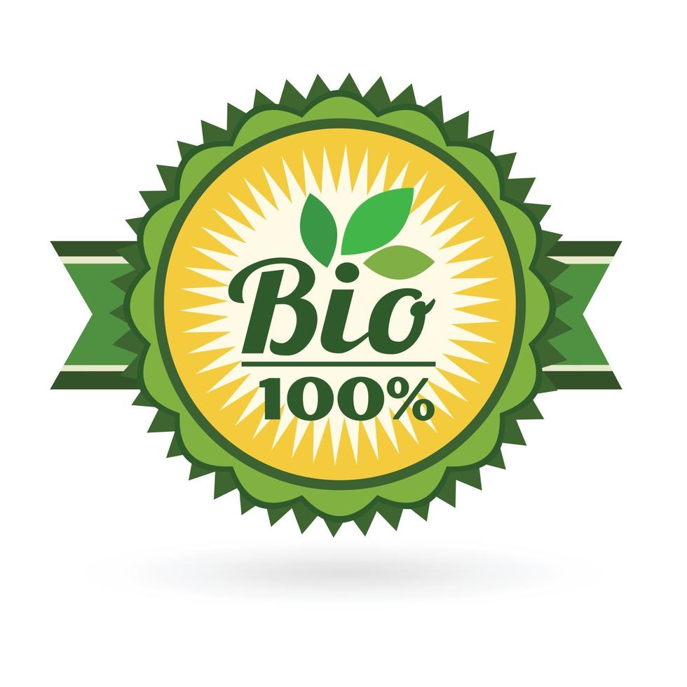 ein Bio-Label-Aufkleber-Abzeichen-Emblem-Logo-Bild für Ökologie-natürliche Bio-Bauernhof-Umweltzwecke in grüner Farbe vektor