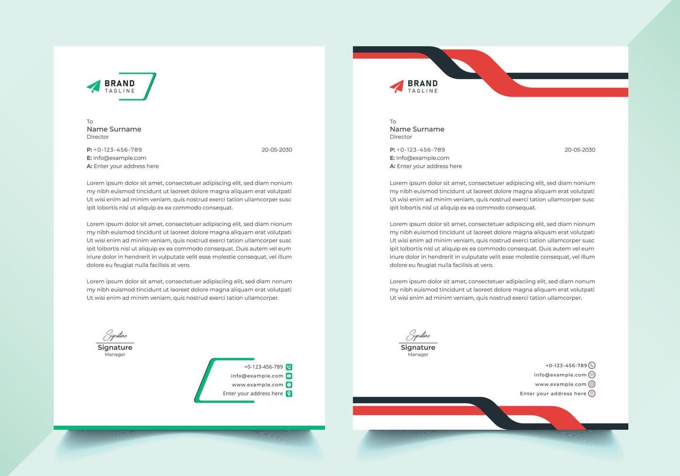 Corporate Letterhead Template Design Business-Briefkopf-Vektor-Design Entwicklung Ihres Business-Promotion-Briefköpfe-Designs vektor