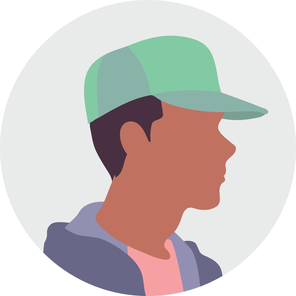 avatar av en ung man i en cap.vector illustration i platt stil. vektor