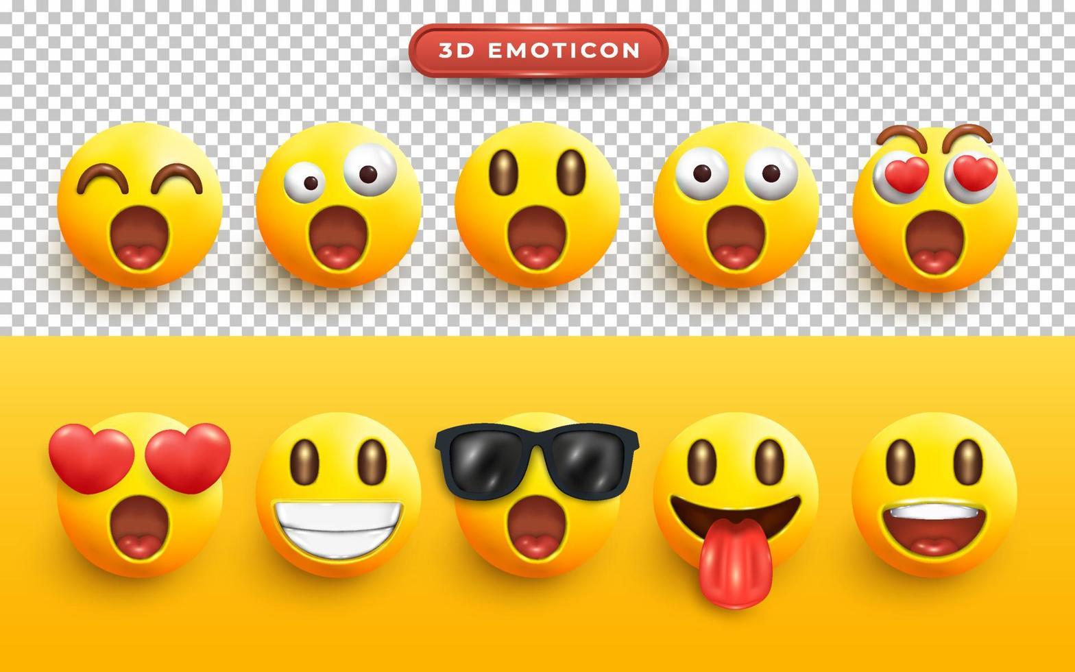 uppsättning olika 3d emoji ansiktsikoner vektor