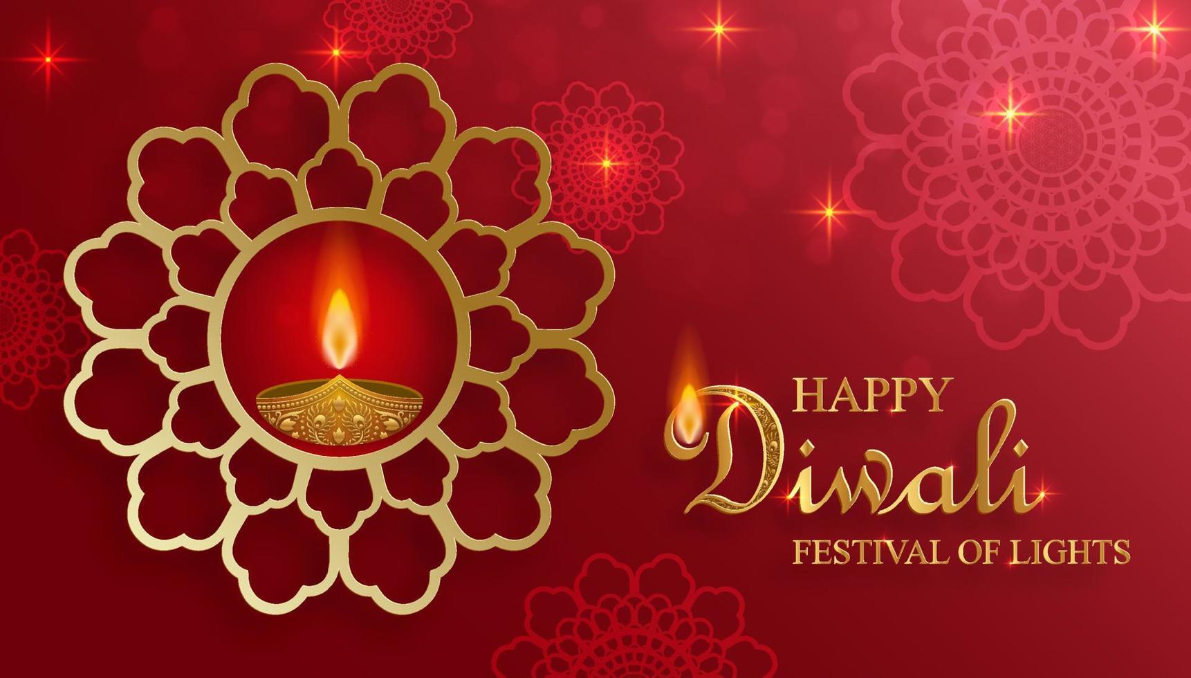 diya lampa med eldbelysning för diwali, deepavali eller dipavali, den indiska ljusfestivalen på färgbakgrund vektor