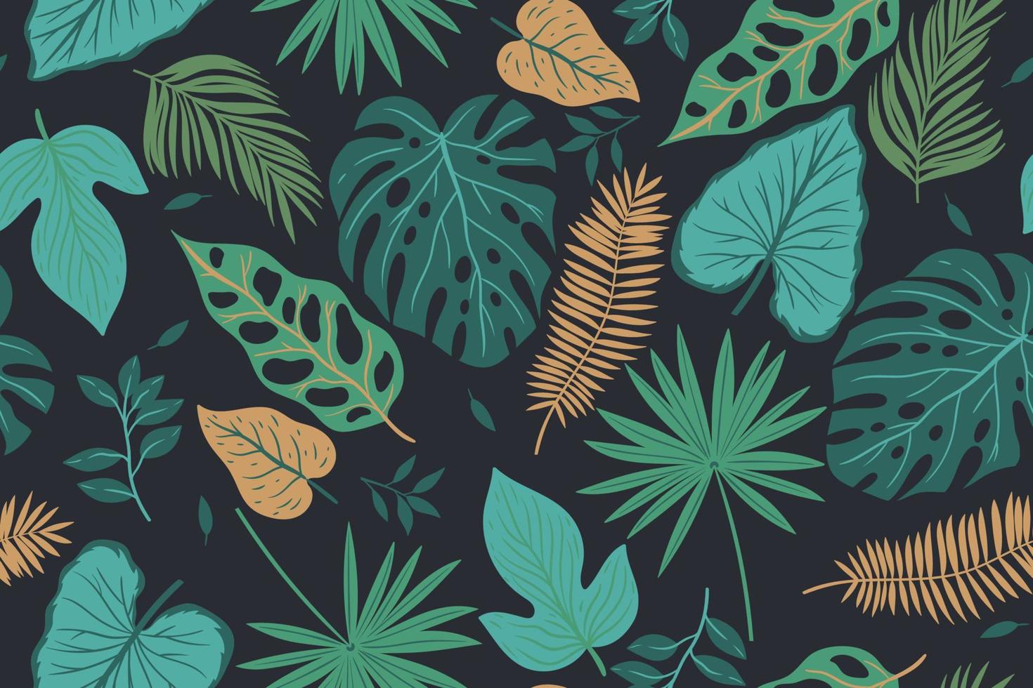 nahtloses Muster mit tropischen Blättern. Vektorgrafiken. vektor