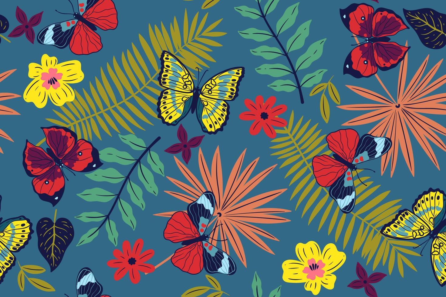 seamless mönster med fjärilar och blommor. vektorgrafik. vektor