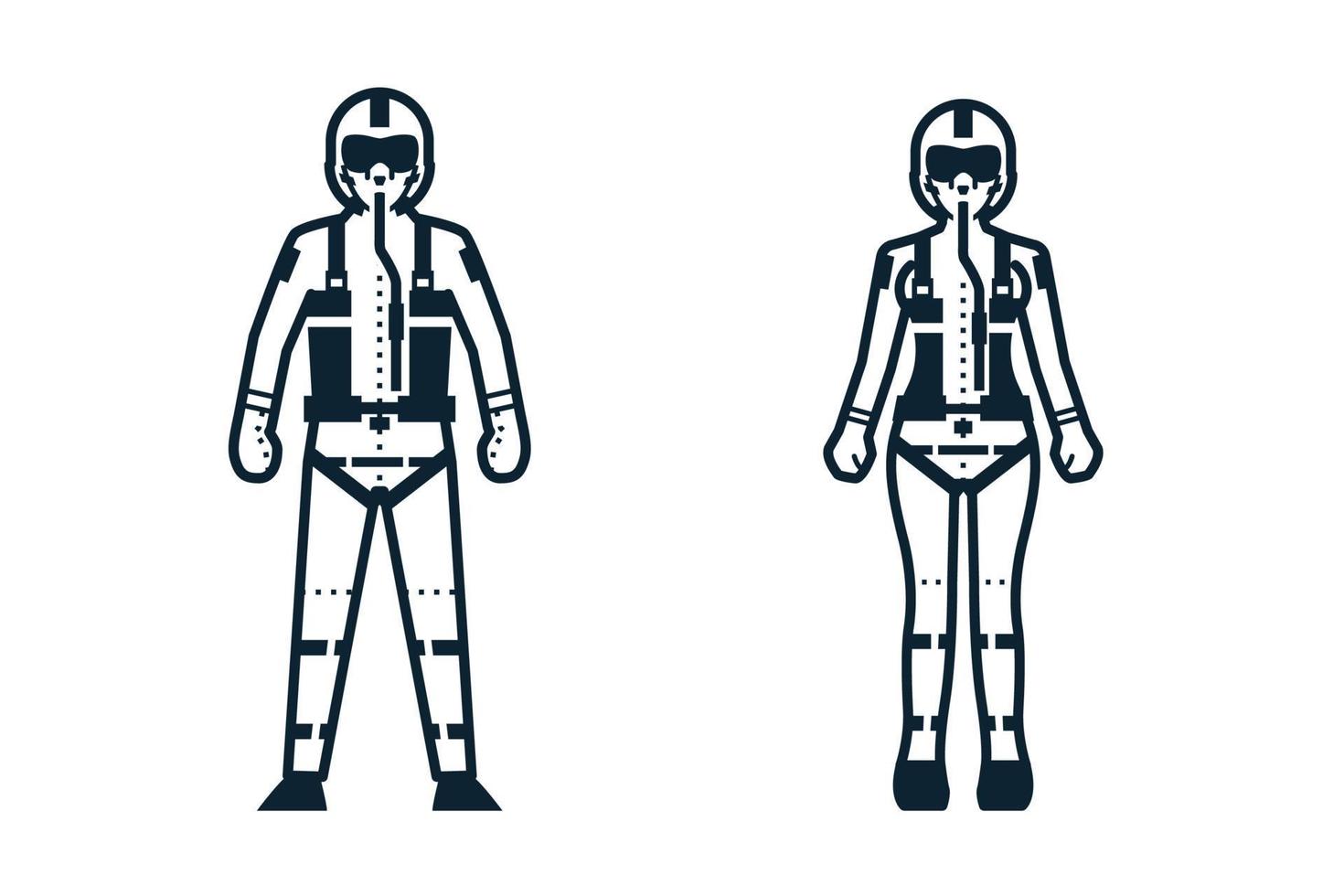 Piloten-, Uniform- und Personensymbole vektor