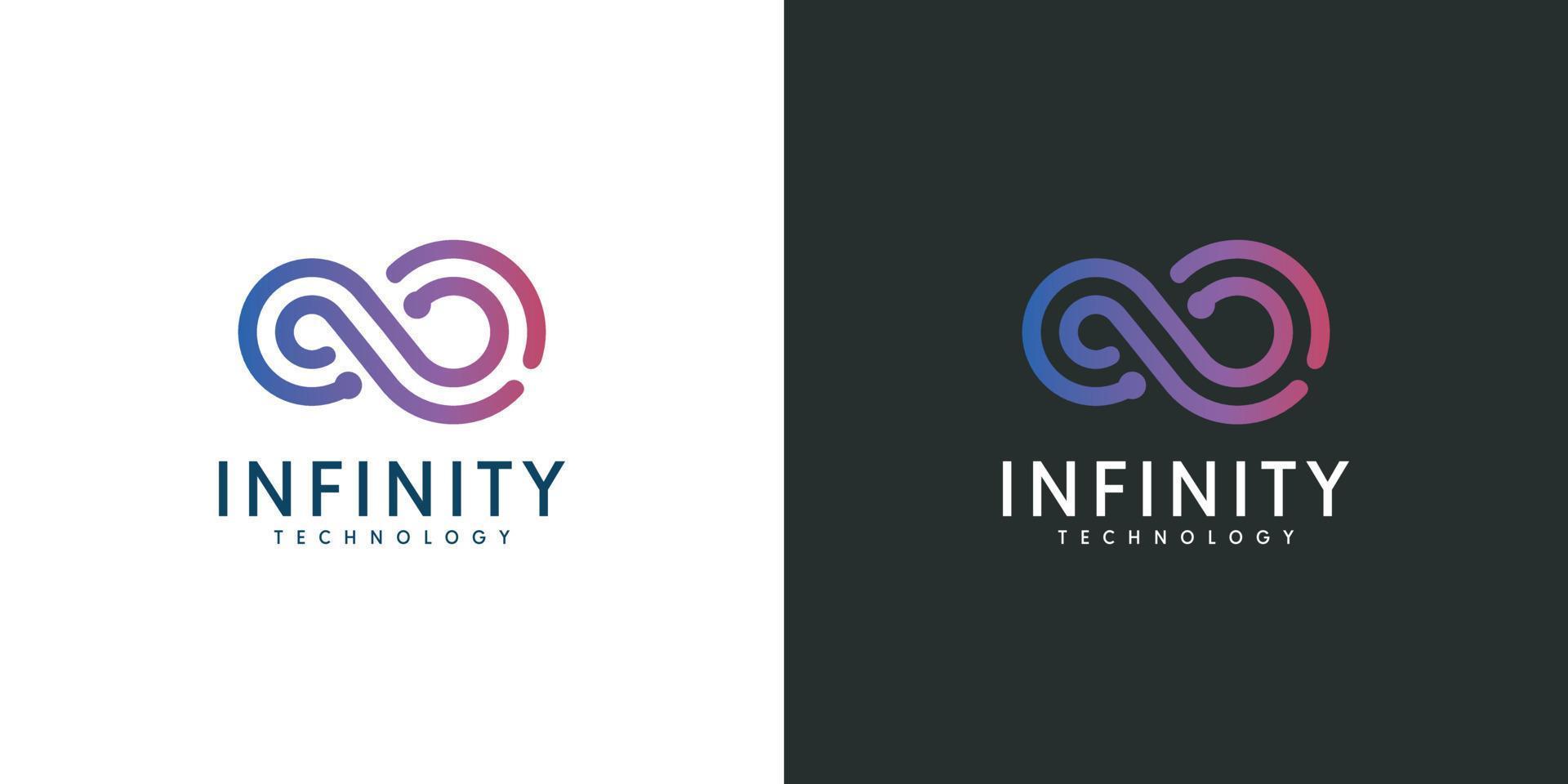 Infinity-Tech-Logo mit Linienkunststil vektor