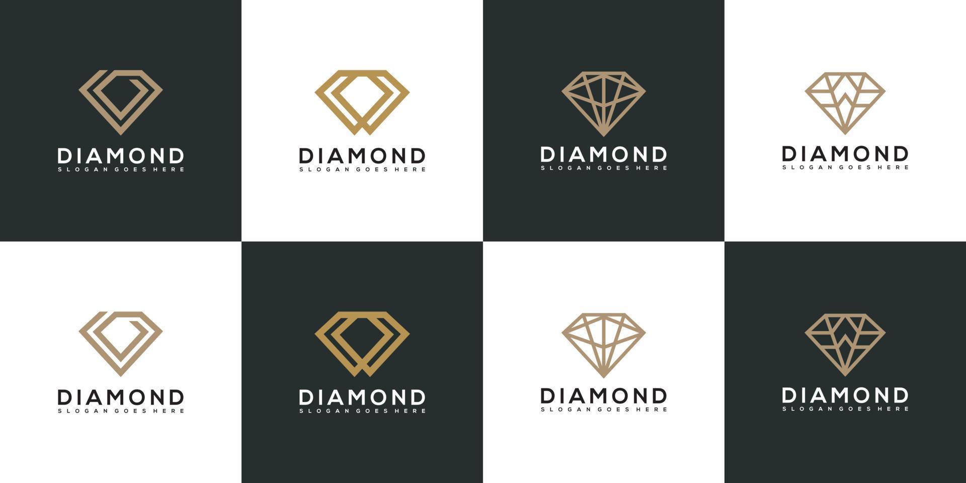 Satz von Diamant-Logo-Vektor-Designs-Vorlage vektor