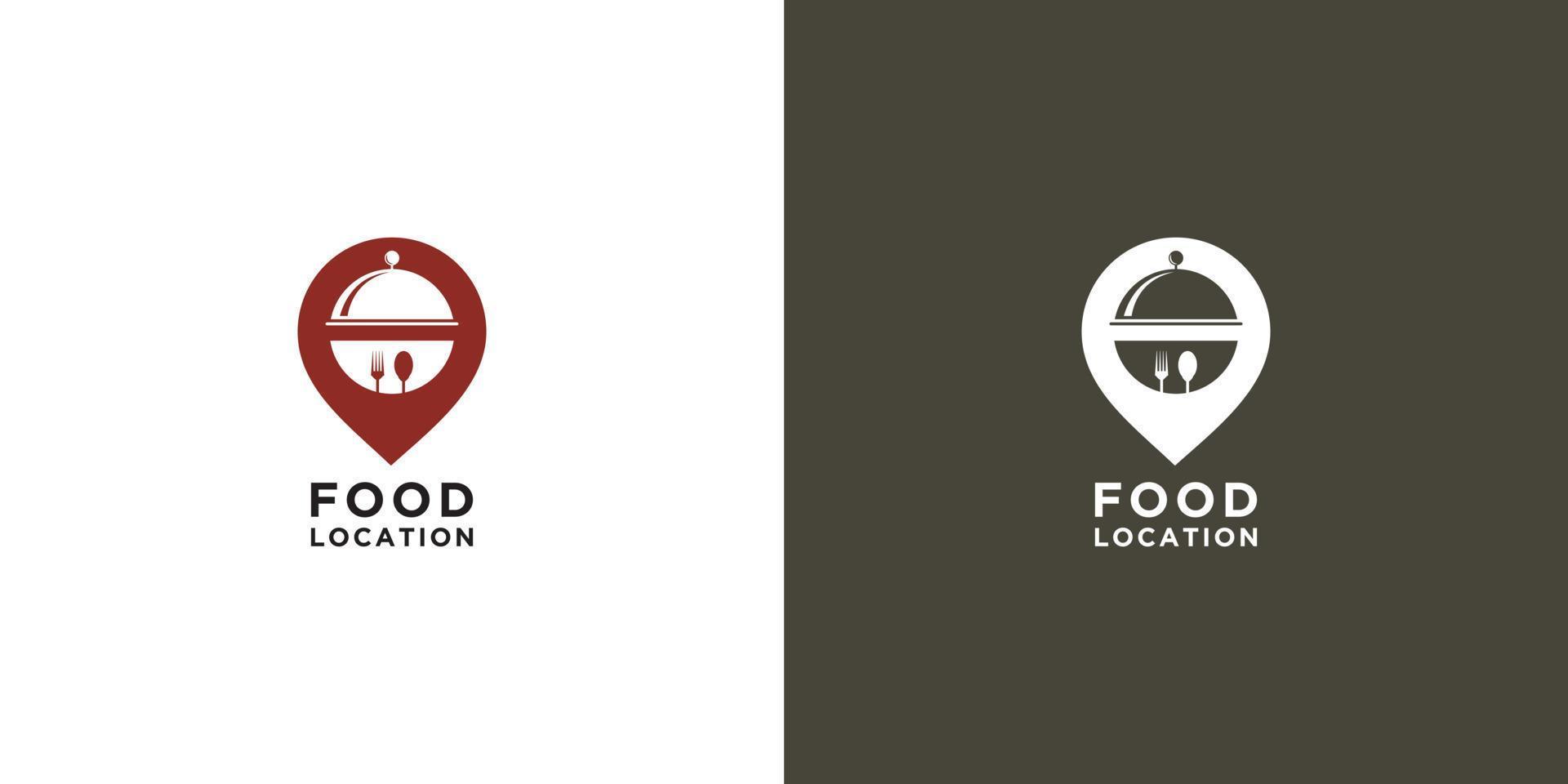 Food-Pin-Location-Logo-Vektor-Prämie vektor