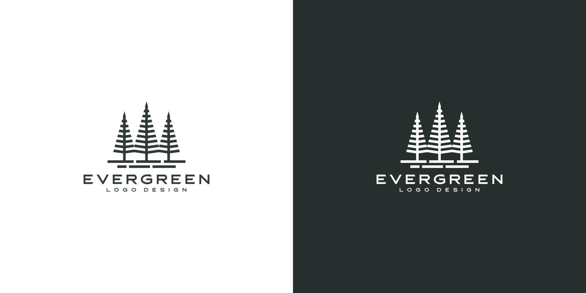 vintergröna logotyp design vektor ut linje