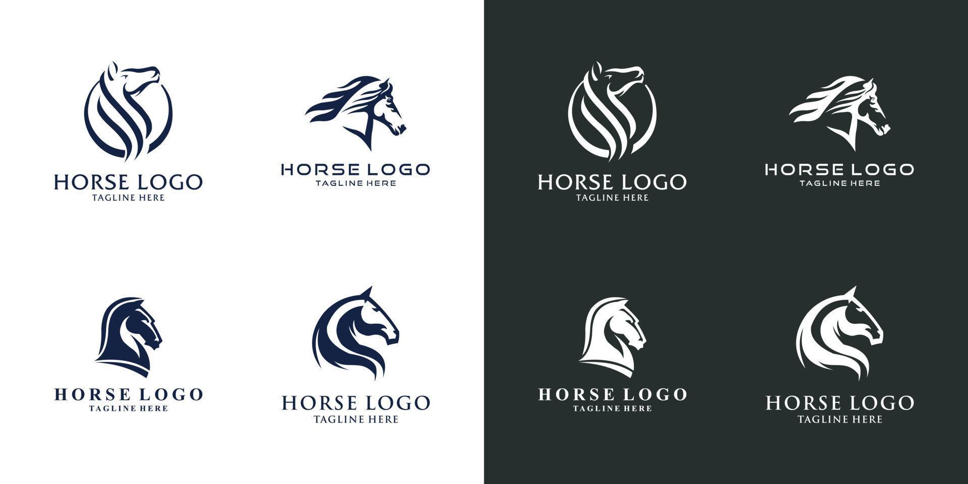 uppsättning huvud häst logotyp vektor