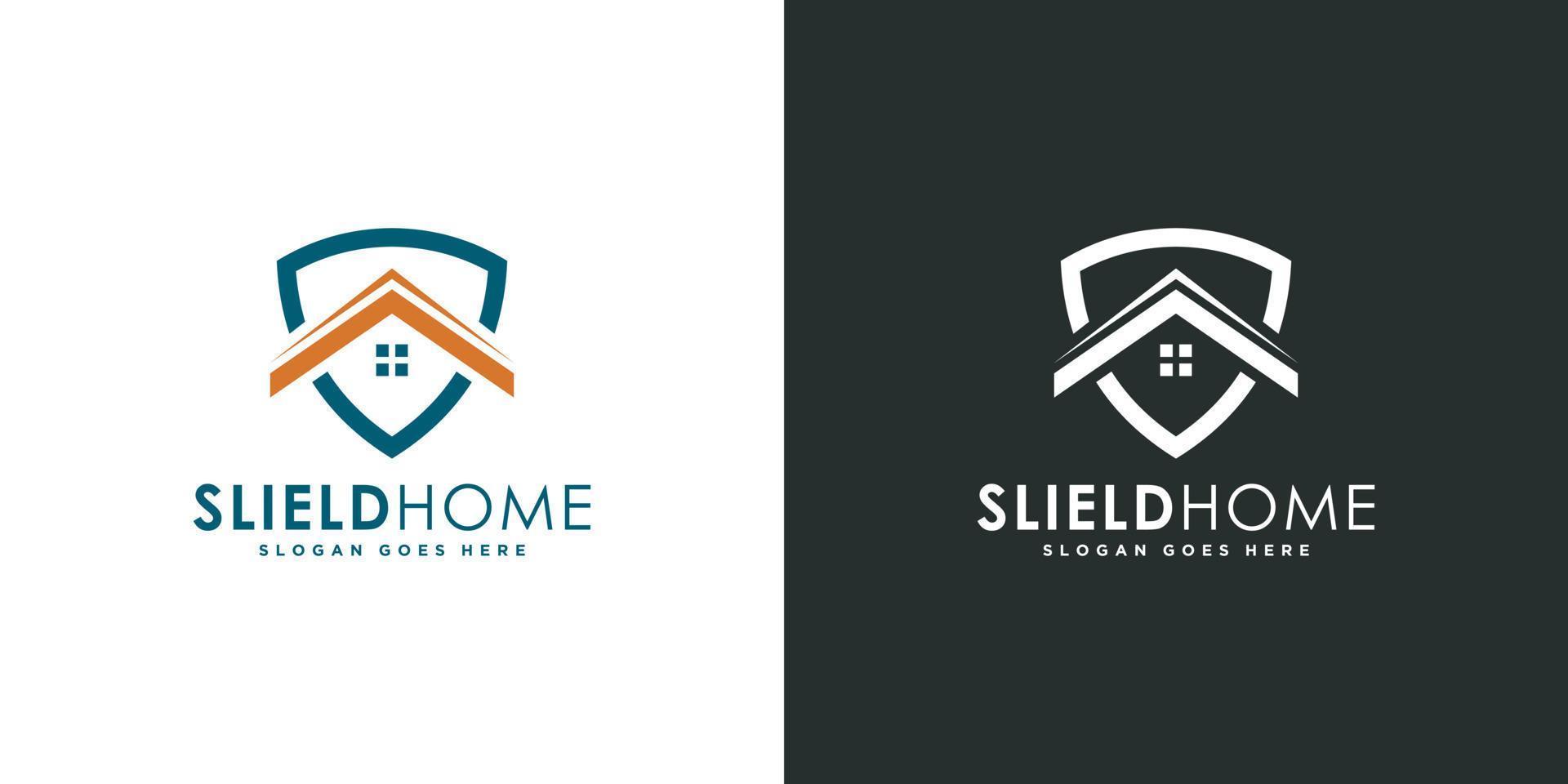 hem sköld logotyp design vektor