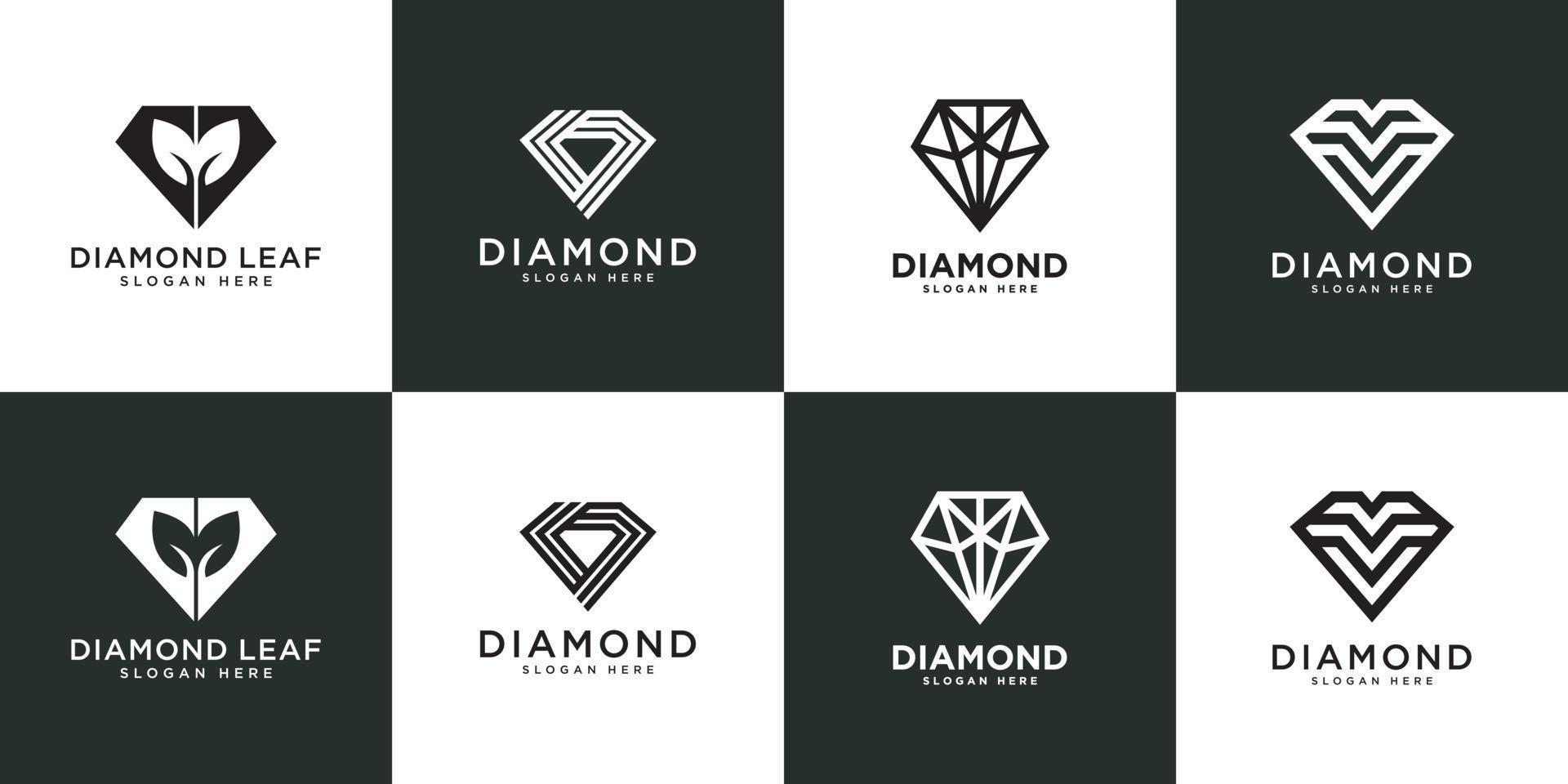 Diamant-Logo-Vektor entwirft Mono-Linie vektor