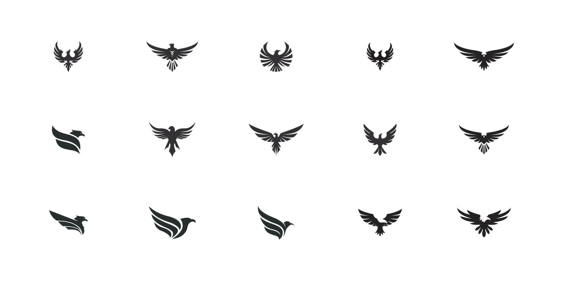 uppsättning av eagle logotyp vektor djurdesign
