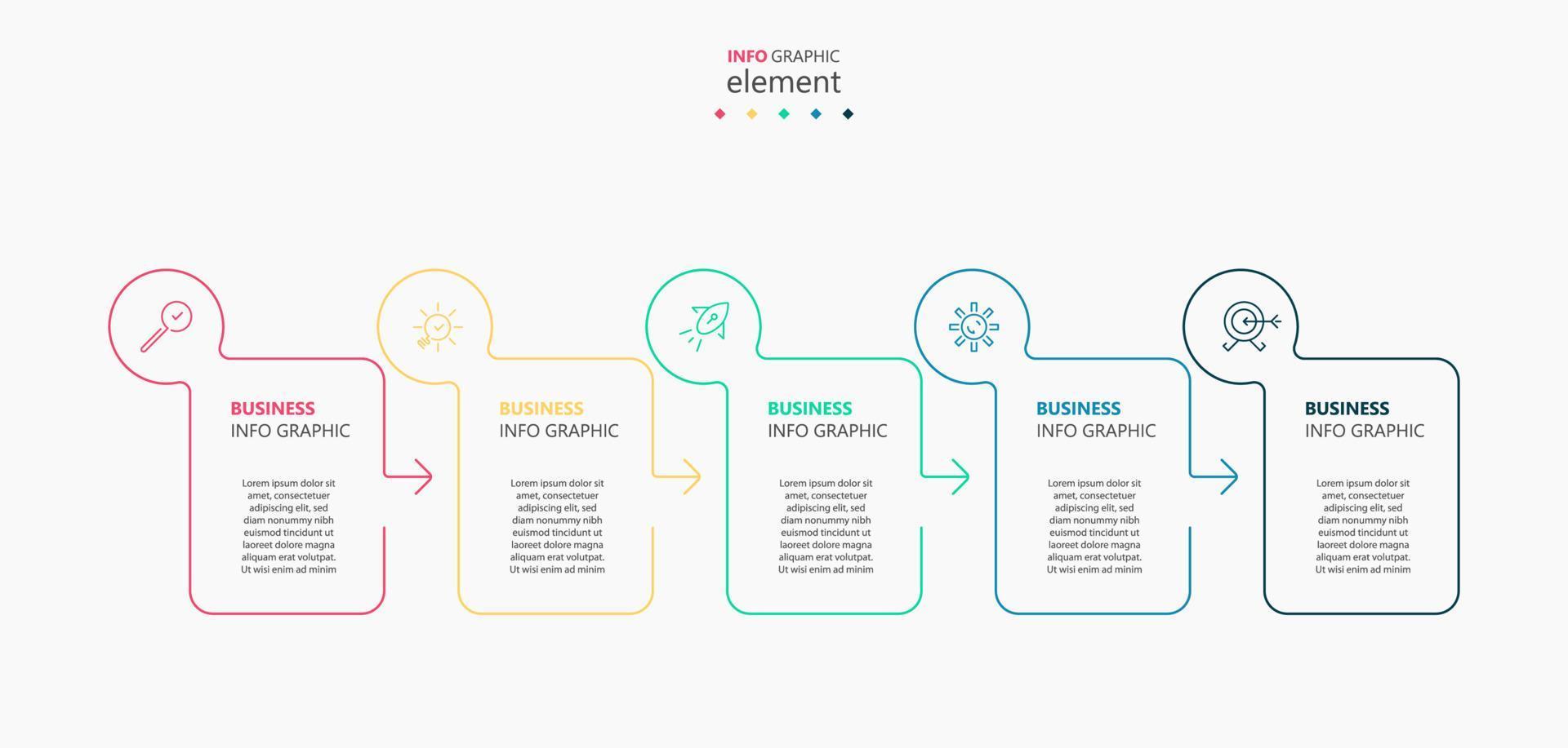 Vektor-Infografik-Design-Geschäftsvorlage mit Symbolen und 5 Optionen oder Schritten. vektor