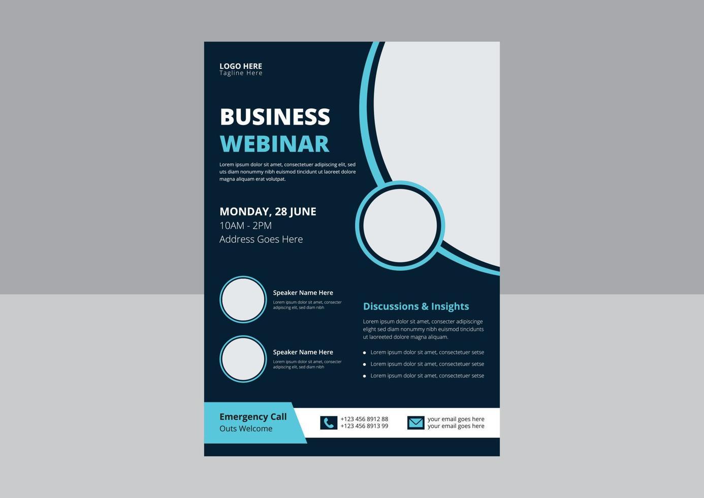 Business-Webinar-Flyer-Vorlage. Online-Webinar-Flyer-Design. Webinar-Konferenz-Flyer-Poster-Design. vektor