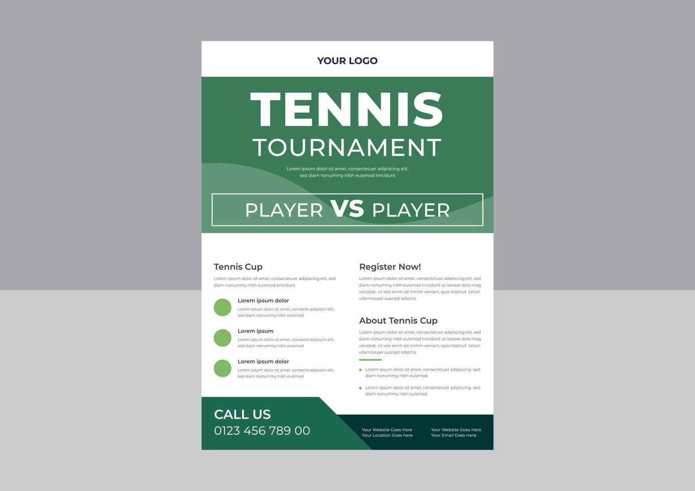 Tennis-Poster-Set-Vektor-Flyer, Tennis-Turnier-Flyer-Design-Vorlage, Tennis-Poster-Set-Vektor, A4-Vorlage, Broschüren-Design, Cover, Flyer, Poster, druckfertig vektor