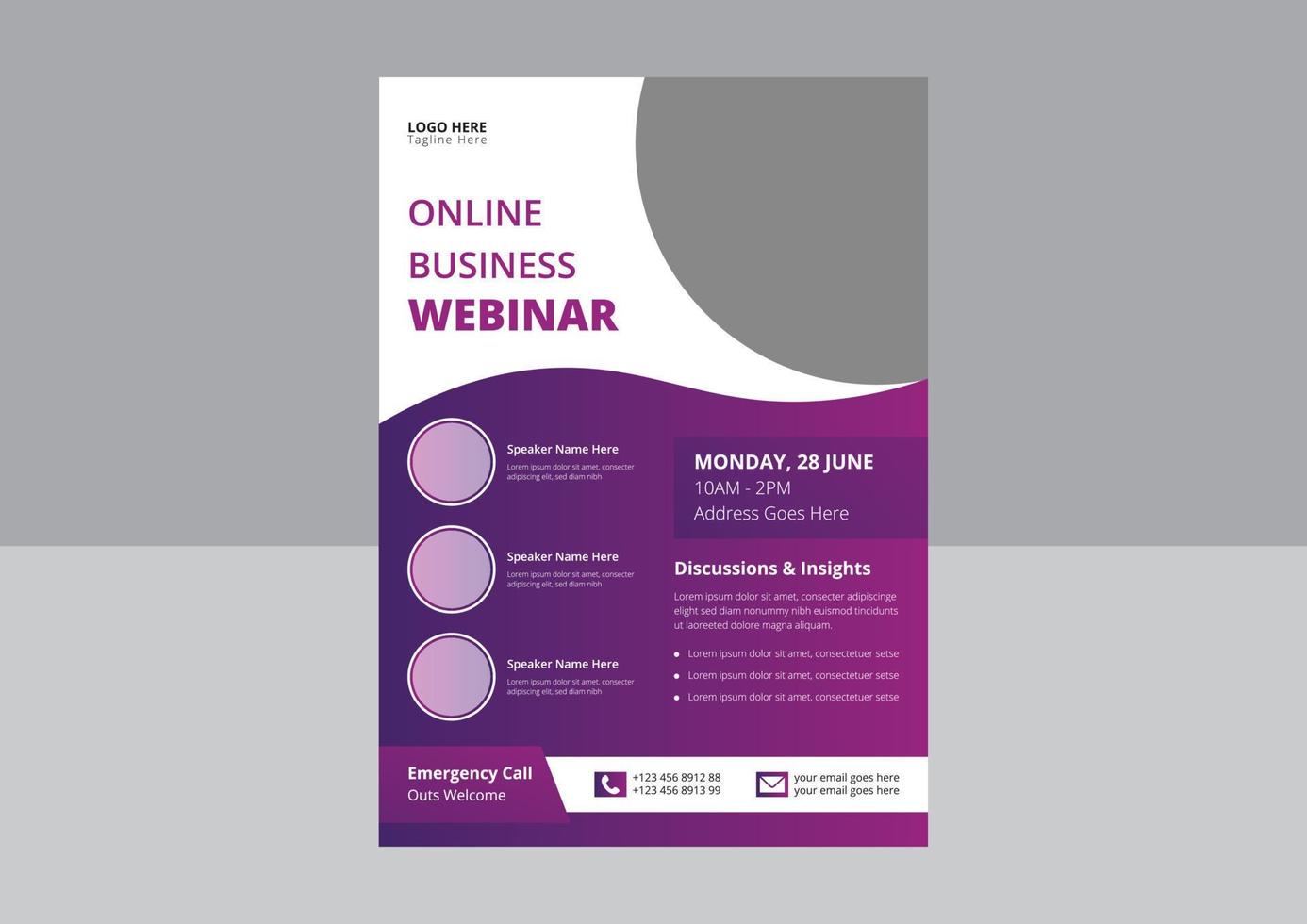 Business-Webinar-Flyer-Vorlage. Online-Webinar-Flyer-Design. Webinar-Konferenz-Flyer-Poster-Design. vektor