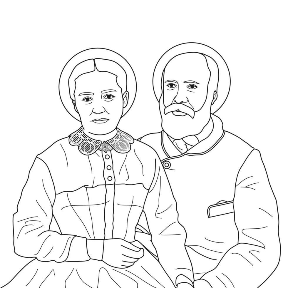 heilige zelie guerin und louis martin vektorillustration skizzieren monochrom vektor