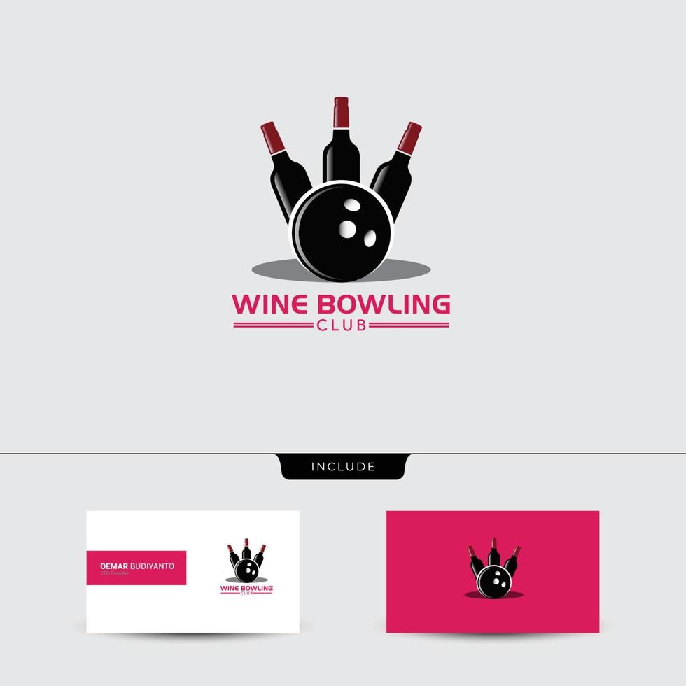 logotyp för vin och bowling med dubbla betydelser vektor