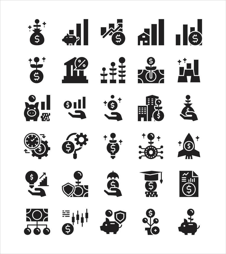 Investment Business Silhouette schwarzes solides Glyphen-Symbol vektor