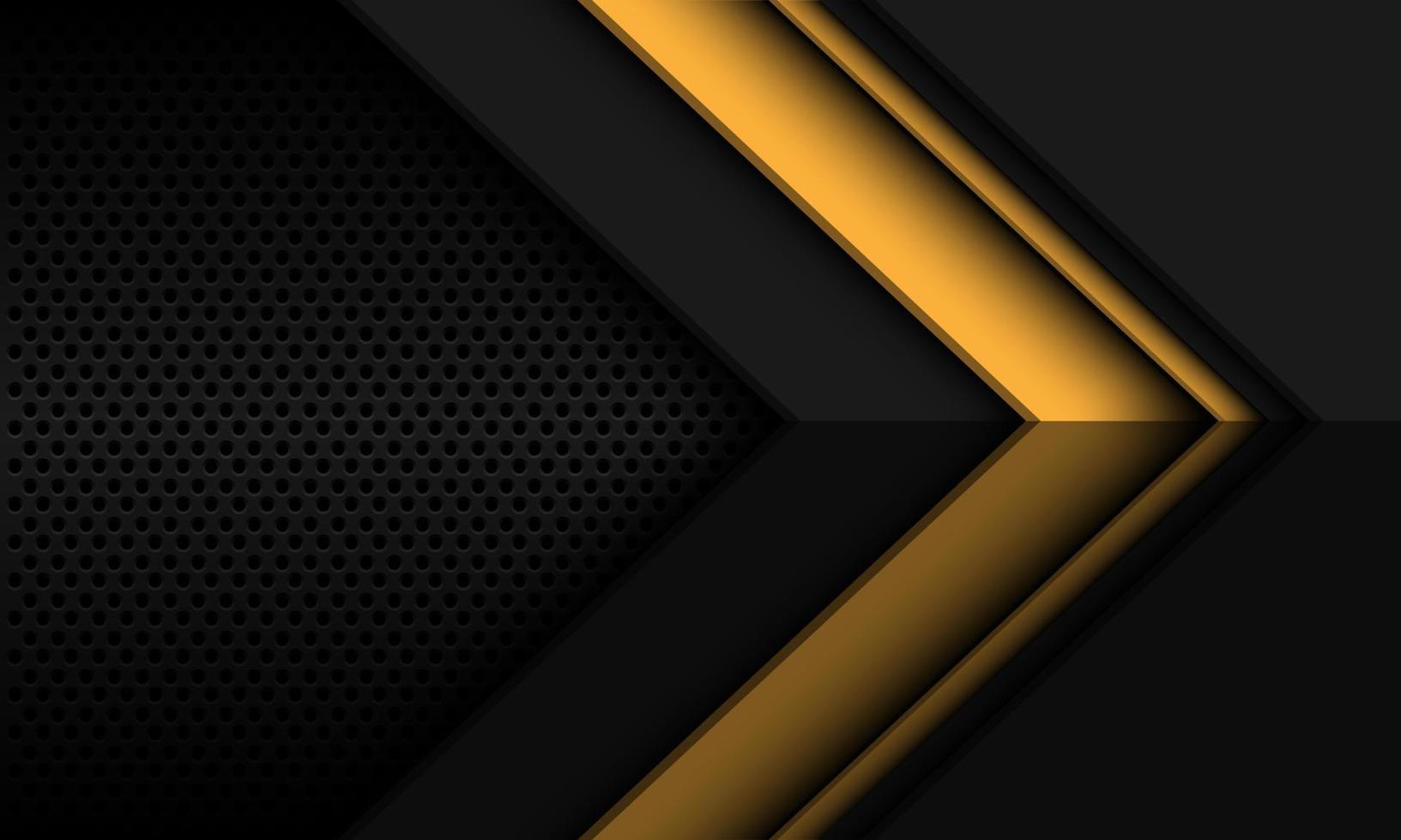 abstrakt gul grå svart metallisk pil riktning geometrisk form med cirkelnätmönster tomt utrymme design modern futuristisk bakgrundsvektor vektor