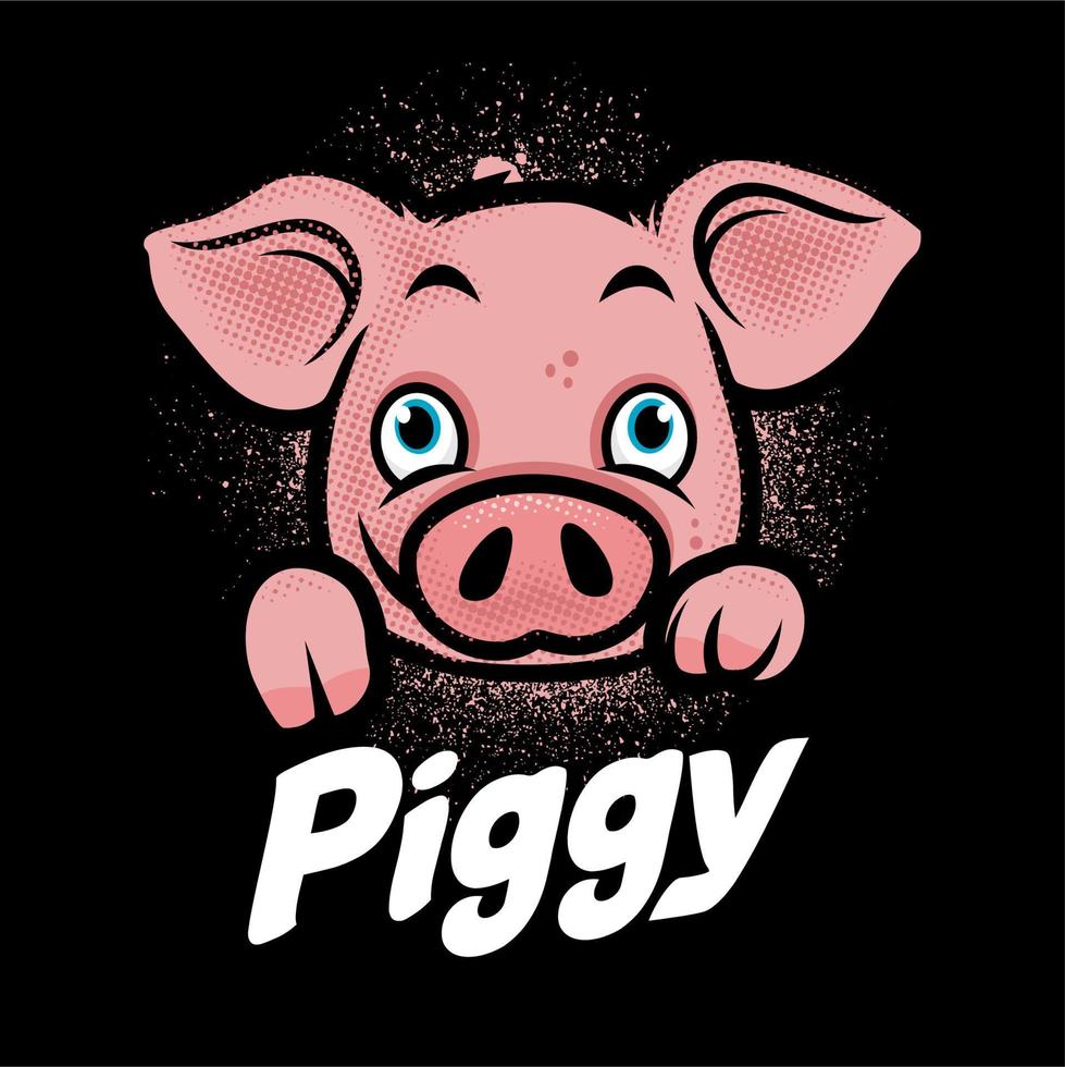 Schwein Cartoon Logo Vektorvorlage, Gestaltungselement für Logo, Poster, Karte, Banner, Emblem, T-Shirt. Vektor-Illustration vektor