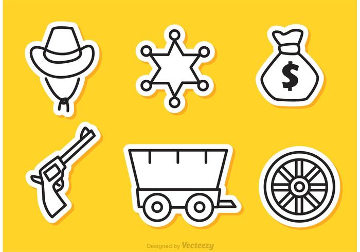 Wild West Outline Ikoner Vector