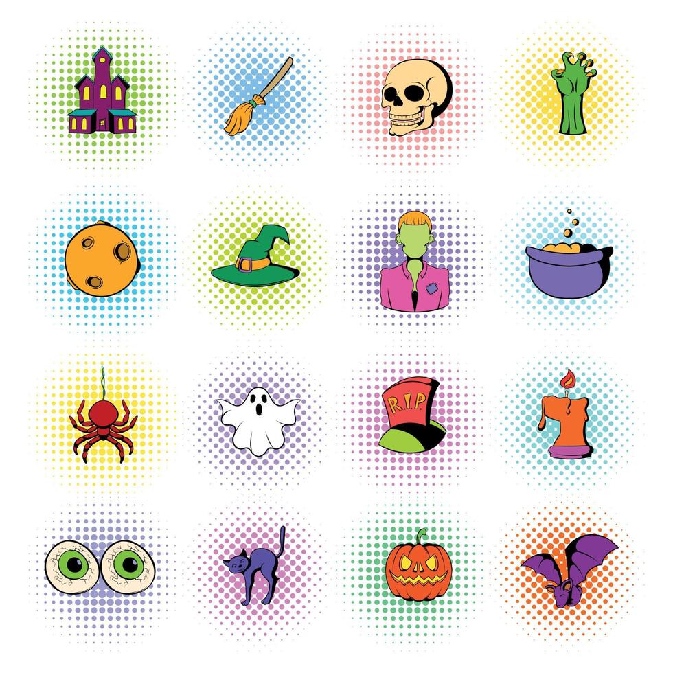 halloween set ikoner, serier stil vektor