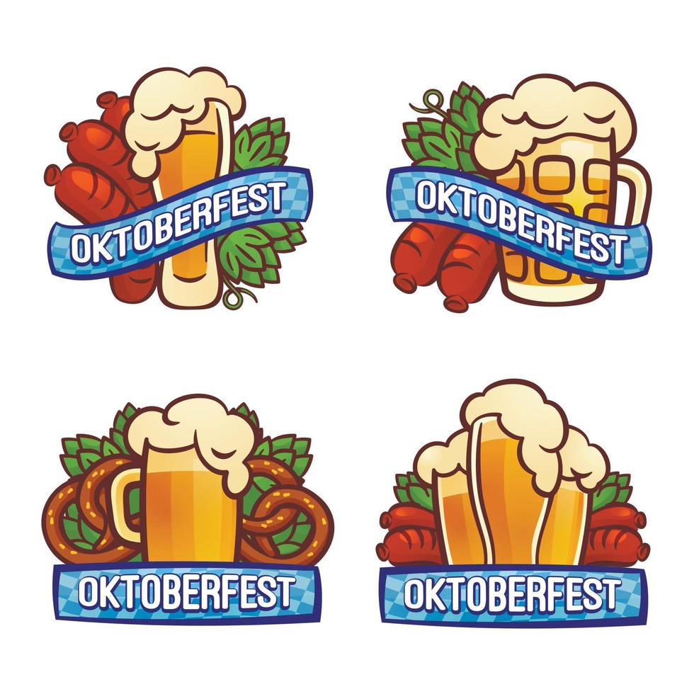 oktoberfest logotyp set, tecknad stil vektor