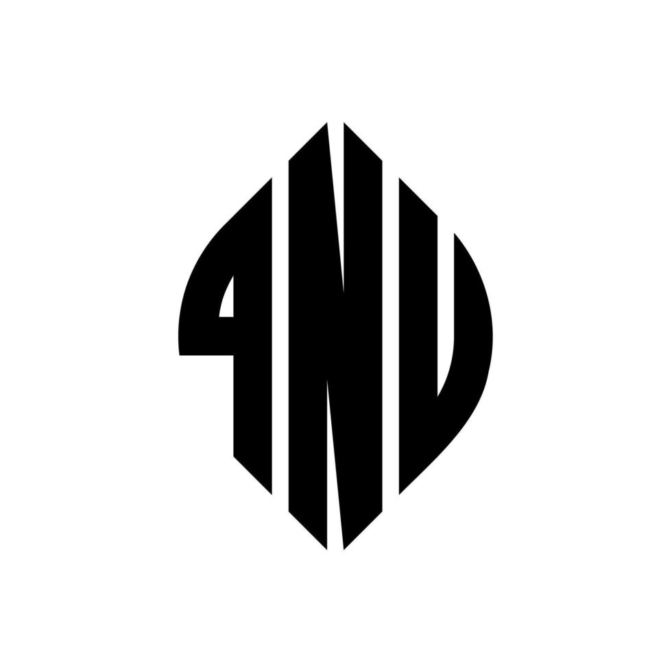 Qnu-Kreisbuchstaben-Logo-Design mit Kreis- und Ellipsenform. qnu Ellipsenbuchstaben mit typografischem Stil. Die drei Initialen bilden ein Kreislogo. qnu Kreisemblem abstrakter Monogramm-Buchstabenmarkierungsvektor. vektor