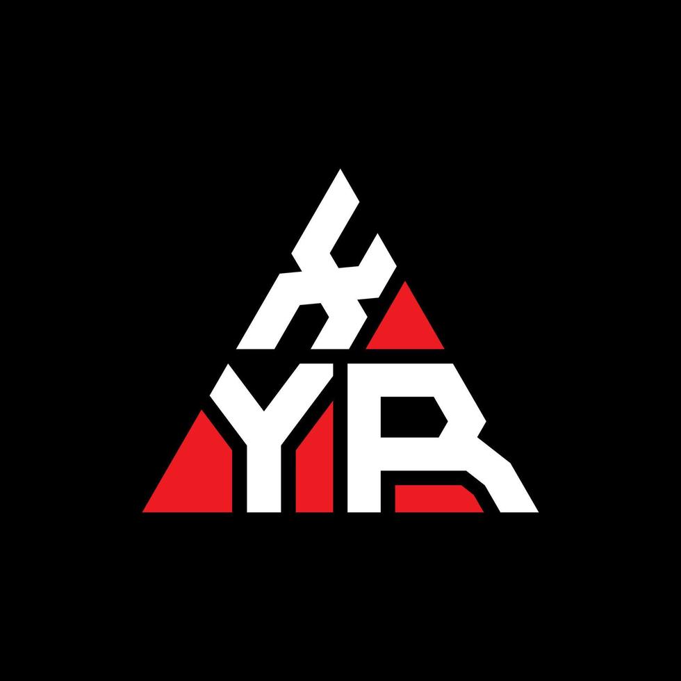 xyr triangel bokstavslogotypdesign med triangelform. xyr triangel logotyp design monogram. xyr triangel vektor logotyp mall med röd färg. xyr triangulär logotyp enkel, elegant och lyxig logotyp.