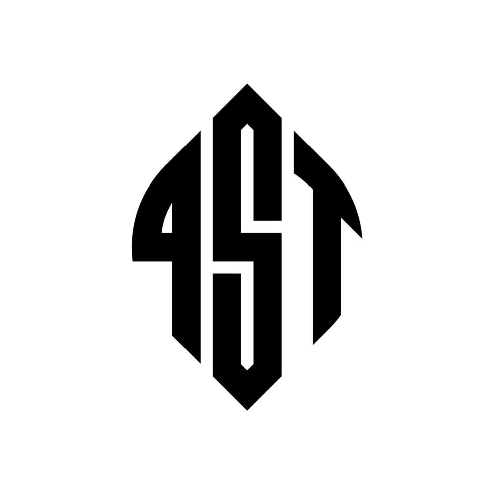 qst cirkelbokstavslogotypdesign med cirkel och ellipsform. qst ellipsbokstäver med typografisk stil. de tre initialerna bildar en cirkellogotyp. qst cirkel emblem abstrakt monogram bokstaven märke vektor. vektor