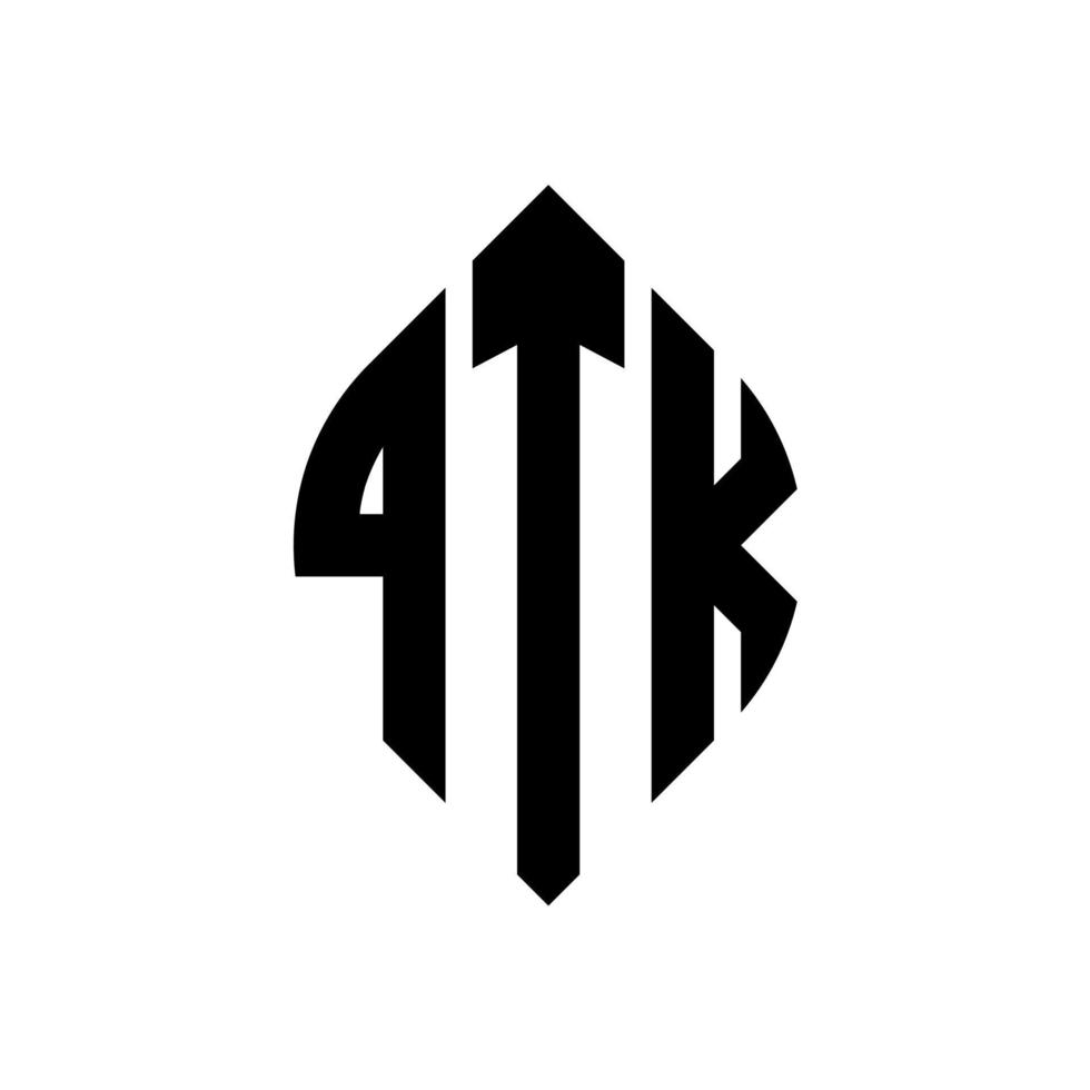 qtk-Kreisbuchstaben-Logo-Design mit Kreis- und Ellipsenform. qtk-ellipsenbuchstaben mit typografischem stil. Die drei Initialen bilden ein Kreislogo. qtk-Kreis-Emblem abstrakter Monogramm-Buchstaben-Markierungsvektor. vektor
