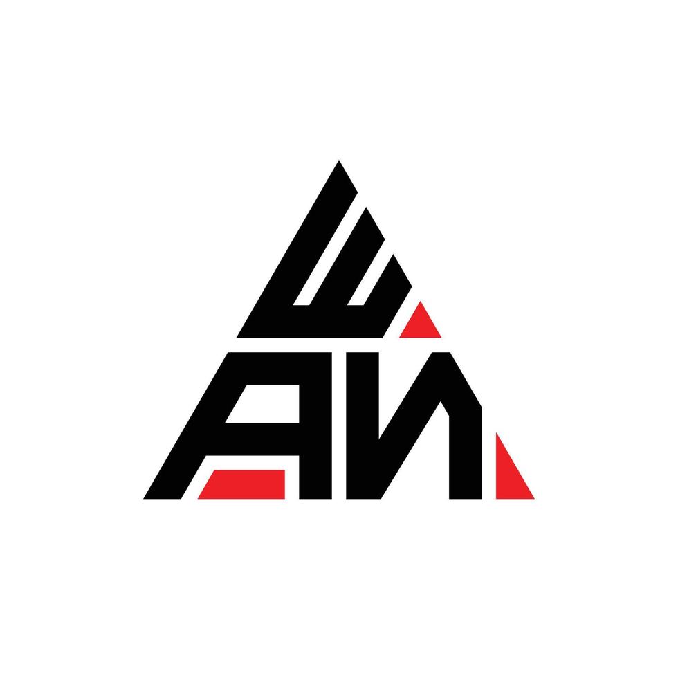 WAN-Dreieck-Buchstaben-Logo-Design mit Dreiecksform. WAN-Dreieck-Logo-Design-Monogramm. WAN-Dreieck-Vektor-Logo-Vorlage mit roter Farbe. wan dreieckiges Logo einfaches, elegantes und luxuriöses Logo. vektor
