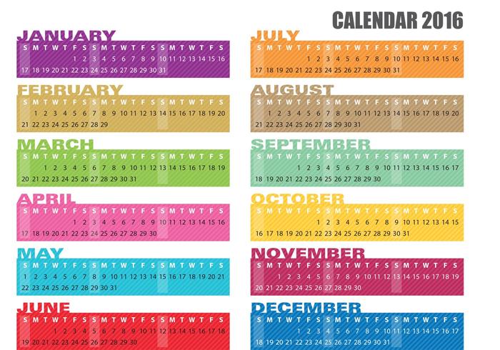 Kalenderbannervektorer 2016 vektor