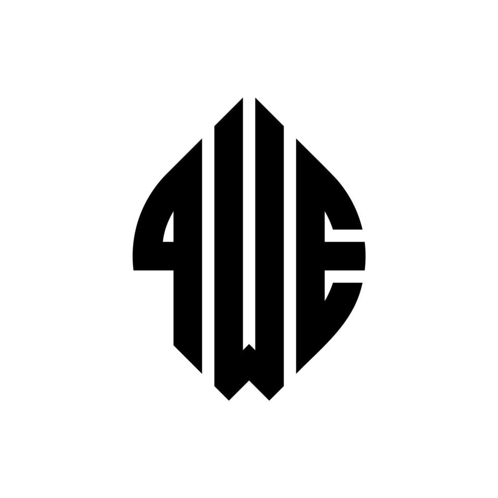 qwe Kreisbuchstabe-Logo-Design mit Kreis- und Ellipsenform. qwe Ellipsenbuchstaben mit typografischem Stil. Die drei Initialen bilden ein Kreislogo. qwe Kreisemblem abstrakter Monogramm-Buchstabenmarkierungsvektor. vektor