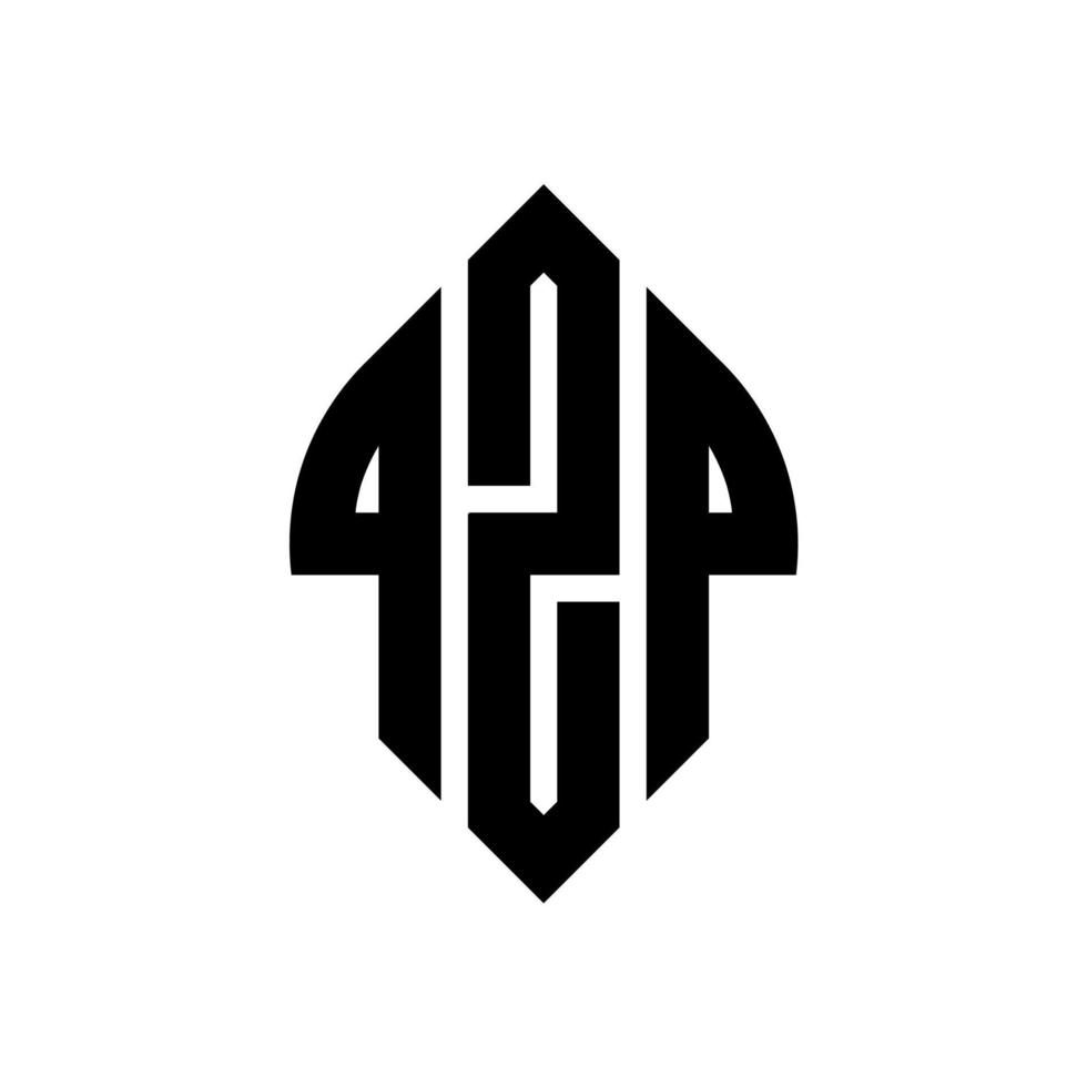 qzp-Kreisbuchstaben-Logo-Design mit Kreis- und Ellipsenform. qzp-Ellipsenbuchstaben mit typografischem Stil. Die drei Initialen bilden ein Kreislogo. qzp-Kreis-Emblem abstrakter Monogramm-Buchstaben-Markierungsvektor. vektor