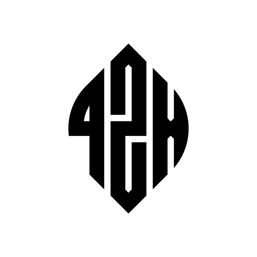 qzx-Kreisbuchstaben-Logo-Design mit Kreis- und Ellipsenform. qzx Ellipsenbuchstaben mit typografischem Stil. Die drei Initialen bilden ein Kreislogo. qzx Kreisemblem abstrakter Monogramm-Buchstabenmarkierungsvektor. vektor