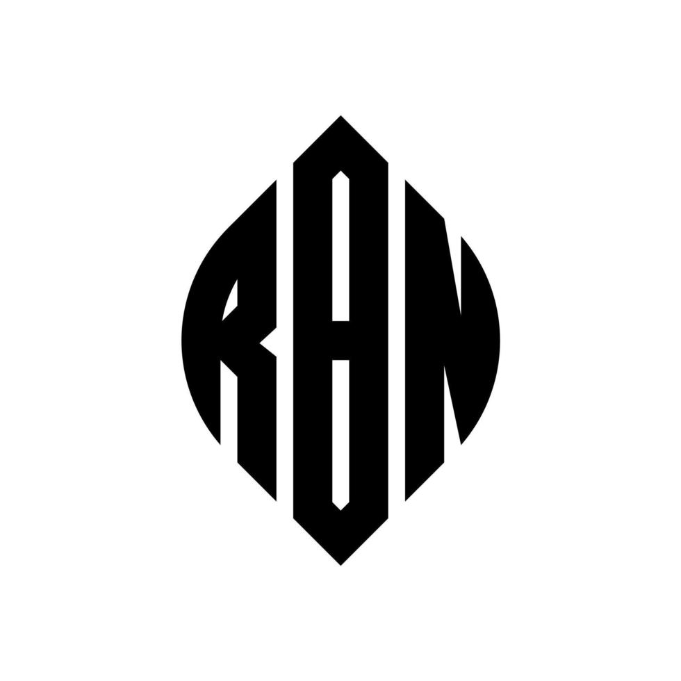 rbn-Kreisbuchstaben-Logo-Design mit Kreis- und Ellipsenform. rbn ellipsenbuchstaben mit typografischem stil. Die drei Initialen bilden ein Kreislogo. rbn Kreisemblem abstrakter Monogramm-Buchstabenmarkierungsvektor. vektor