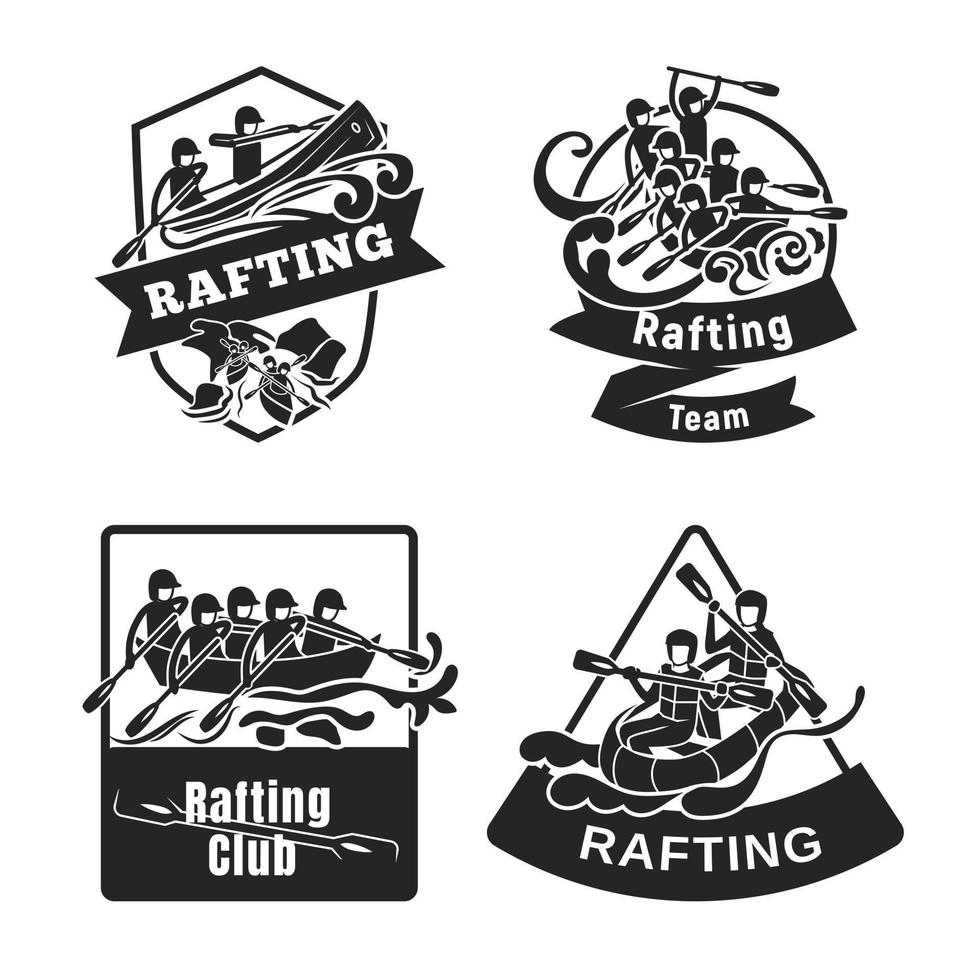 Rafting-Kajak-Icon-Set, einfacher Stil vektor