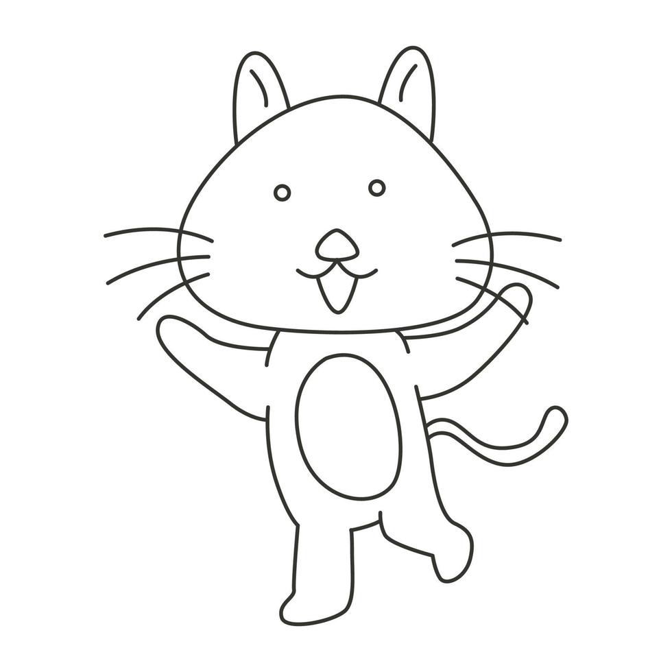 Malvorlagen-Vektorillustration der süßen Katze, die glücklich mit einzigartiger Pose lächelt vektor