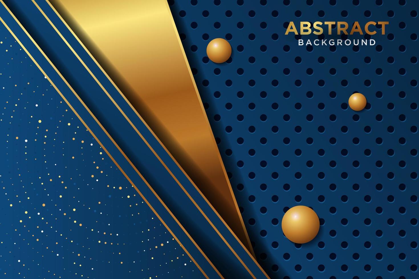 luxuriöser marineblauer hintergrund mit einer kombination aus leuchtenden goldenen punkten mit 3d-stil. Grafikdesign-Vorlage für Einladung, Cover, Hintergrund. vektor