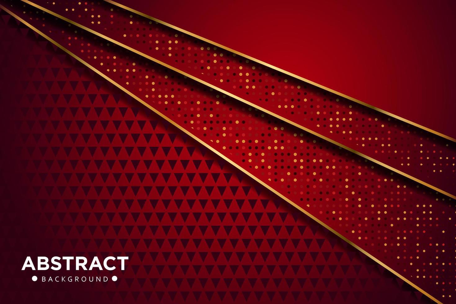 abstrakt röd överlappning med glitter prickar och gyllene linje gradient design modern lyx futuristisk teknik bakgrund vektorillustration. vektor