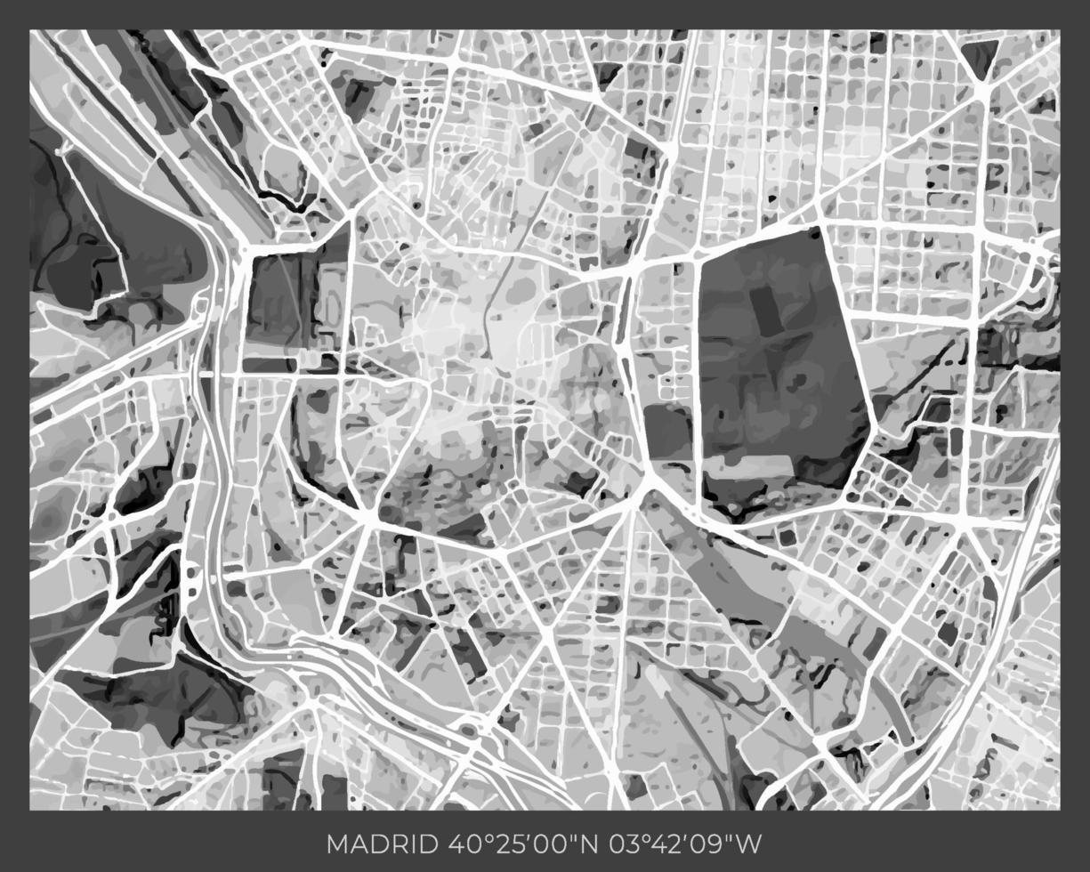 Madrid-Karte - abstraktes monochromes Design für Innenposter, Tapeten, Wandkunst oder andere Druckprodukte. Vektor-Illustration. vektor