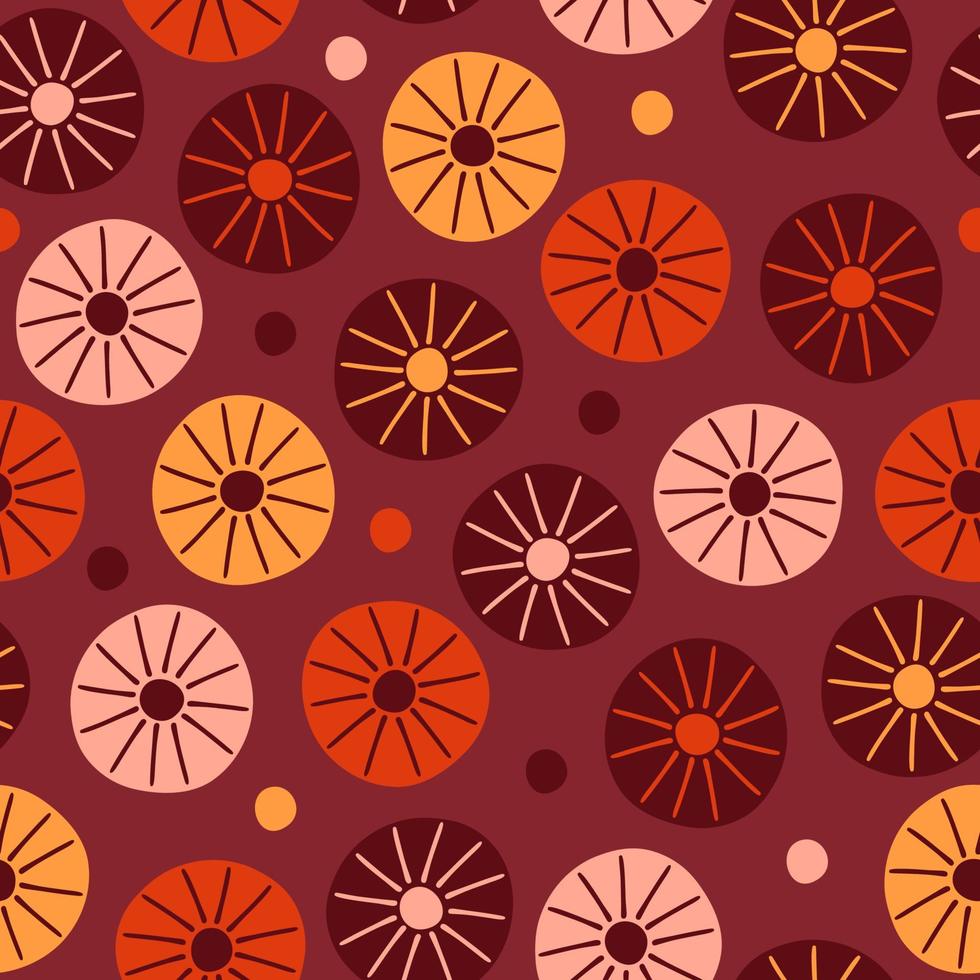 Nahtloses Muster mit handgezeichneten abstrakten Blumen im flachen Stil. Blumenhintergrund für Design, Stoff oder Geschenkpapier. Vektor-Illustration vektor